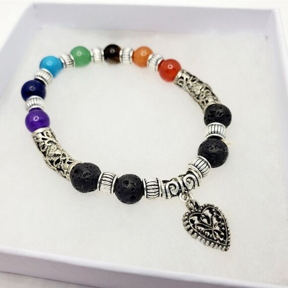 Hand Crafted Pride Gemstone Stretch Bracelet - Picture 4 of 10